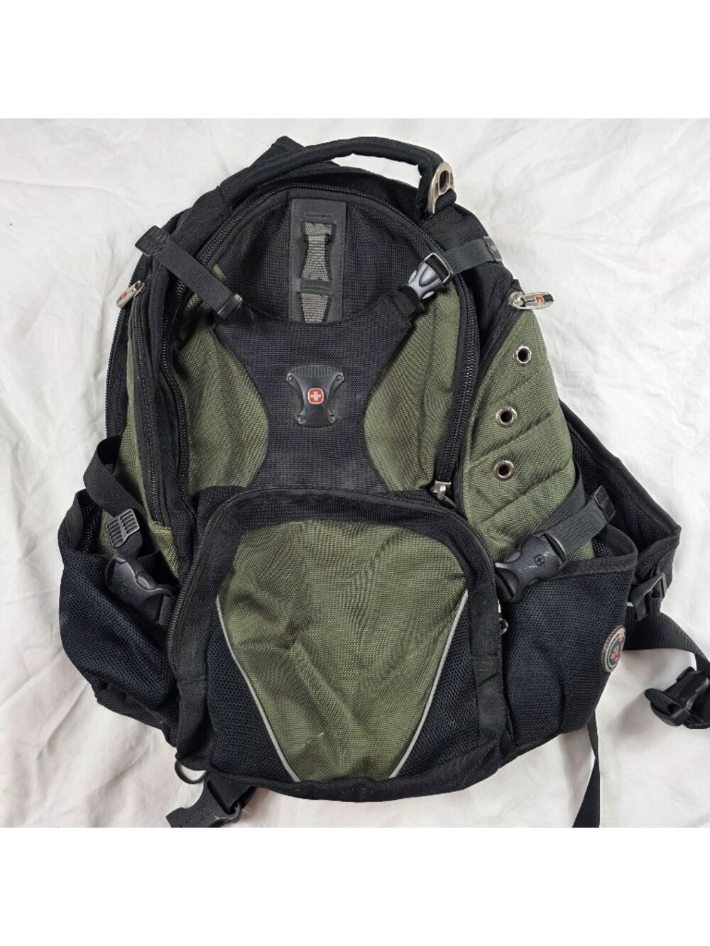 SwissGear 1900 TSA Laptop Backpack Black Green Travel Hiking School Casual Camp